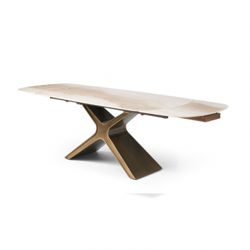 Стол раскладной Charlotta 180-260, бежевая керамика/бронза