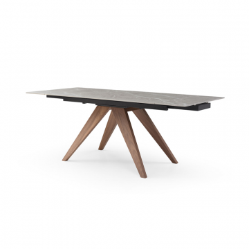 Стол раскладной Valencia 140-200, серая керамика/орех