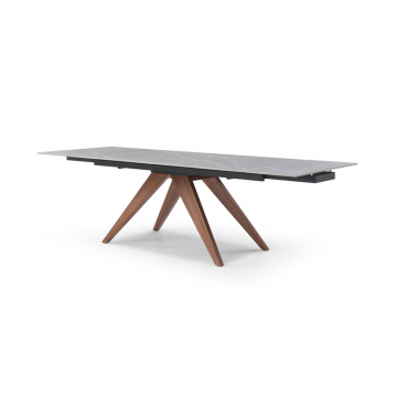 Стол раскладной Valencia 160-240, серая керамика/орех