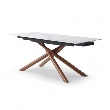 Стол раскладной Ravenna 140-180, белая керамика/орех