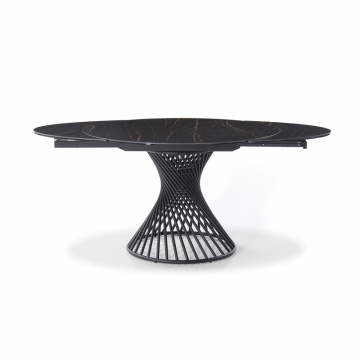 Стол раскладной Tornado 120-180, темная керамика/черный