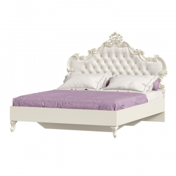 Маркиза Кровать двуспальная 1600 с мягким изголовьем (Алебастр/Шампань)