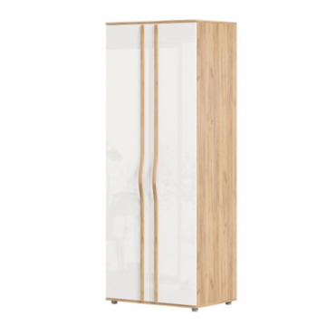 Марта-2 Шкаф двухстворчатый глухой (Дуб золотой/Белый глянец)