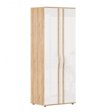 Марта-2 Шкаф двухстворчатый глухой (Дуб золотой/Белый глянец)