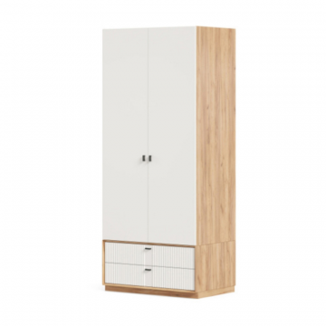 Бари Шкаф двухстворчатый (Дуб Золотой/Белый)
