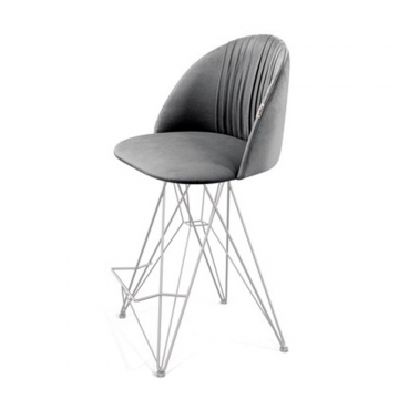 Стул полубарный SHT-ST35-1/S66-1 Угольно-серый/хром лак