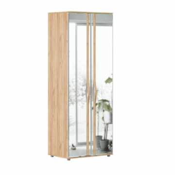 Марта-2 Шкаф двухстворчатый зеркальный (Дуб золотой/Белый)