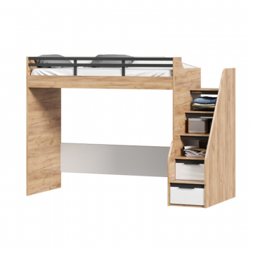 Урбан Кровать-чердак (правая Дуб Золотой/Белый)