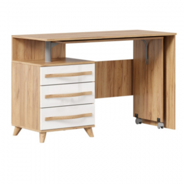 Марта-2 Стол левый (Дуб золотой/Белый глянец)