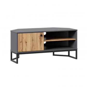 Лофт Тумба под ТВ угловая (Дуб Вотан/Оникс Серый)