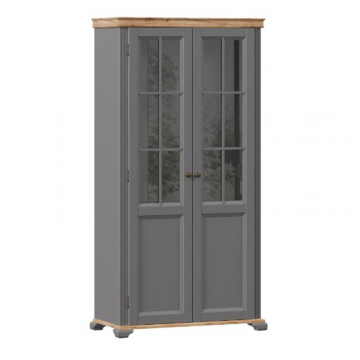 Амели Шкаф двухстворчатый со стеклом (Оникс серый)