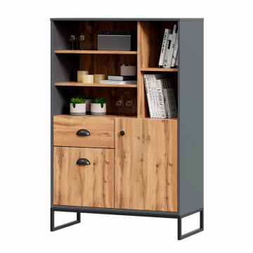 Лофт Шкаф высокий (Дуб Вотан/Оникс Серый)