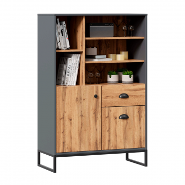 Лофт Шкаф высокий (Дуб Вотан/Оникс Серый)