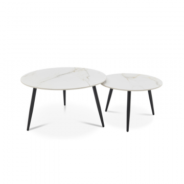 Набор из 2-х столов журнальных Liz, белая керамика