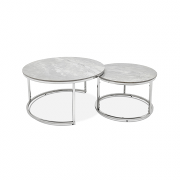 Набор из 2-х столов журнальных Nocturne, серая керамика/серебро