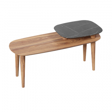 Стол журнальный Тип 4 высокий (Орех фактурный/Мрамор чёрный)