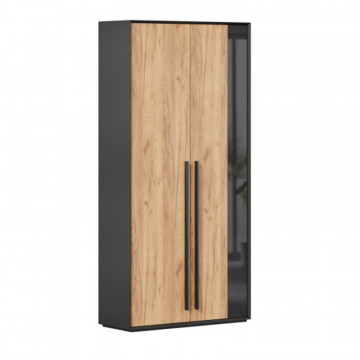 Неаполь Шкаф двухстворчатый (Черный/Дуб Золотой)