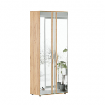 Марта-2 Шкаф двухстворчатый зеркальный (Дуб золотой/Белый)