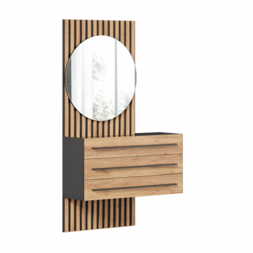 Неаполь Тумба с зеркалом правая (Черный/Дуб Золотой)