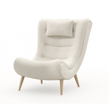 Слайм Кресло с пуфом Молочный, ткань ULTRA IVORI