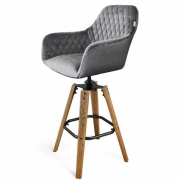 Стул барный SHT-ST38/S93 Угольно-серый/браш. коричневый/чёрный