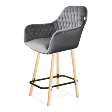 Стул полубарный SHT-ST38/S94-1 Угольно-серый/прозрачный лак/черный муар