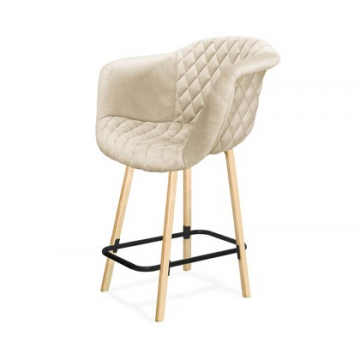 Стул полубарный SHT-ST31-C4/S94-1 Кремовый/прозр. лак/черный муар