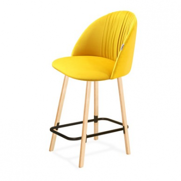 Стул полубарный SHT-ST35-1/S94-1 Имперский желтый/прозр. лак/черный муар