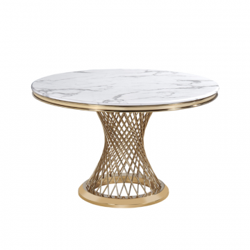 76AR-80551 Стол обеденный иск.мрамор Bianca Luna/зол d120*75