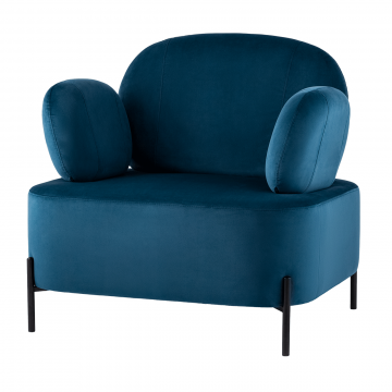 Кресло Кэнди с подлокотниками велюр синий