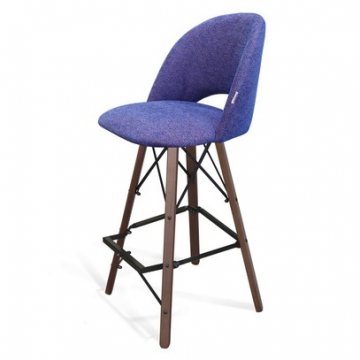 Стул барный SHT-ST34/S80 Синий мираж/темный орех/черный
