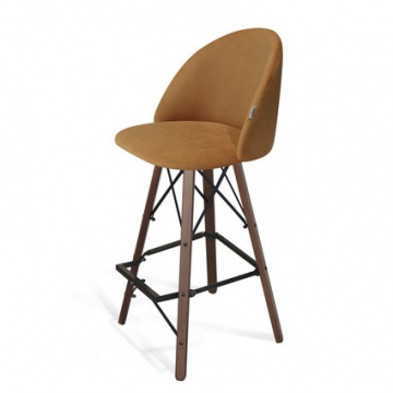 Стул барный SHT-ST35/S80 Горчичный/темный орех/черный