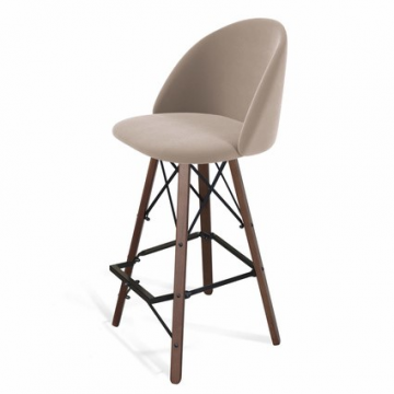 Стул барный SHT-ST35/S80 Латте/темный орех/черный муар