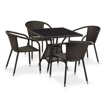 Комплект плетеной мебели T197BT/Y137C-W53 Brown (4+1)