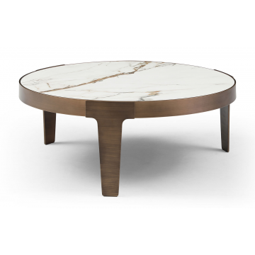 Стол журнальный Corfu (100), белая керамика/бронза