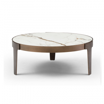 Стол журнальный Corfu (100), белая керамика/бронза