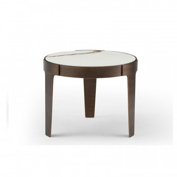 Стол журнальный Corfu (60), белая керамика/бронза