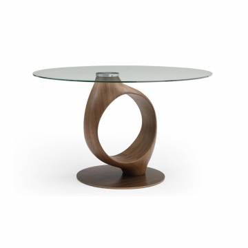 Стол Oasis 130, прозрачное стекло/орех/бронза