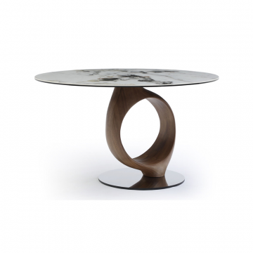 Стол Oasis 130, белая керамика/орех