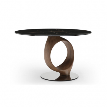 Стол Oasis 130, черная керамика/орех