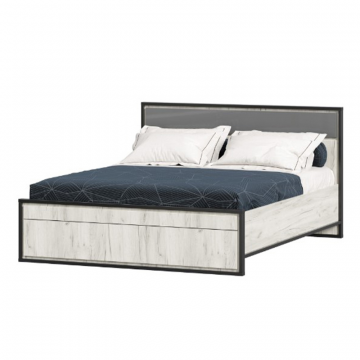 Техно Кровать двуспальная 1600 (Дуб Крафт белый/Серый шифер)