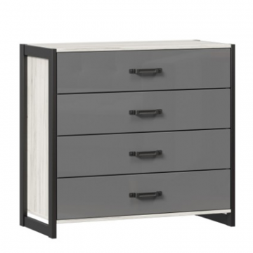 Техно Комод с 4 ящиками (Дуб Крафт белый/Серый шифер)