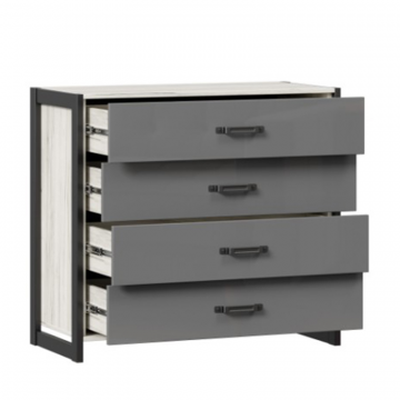Техно Комод с 4 ящиками (Дуб Крафт белый/Серый шифер)