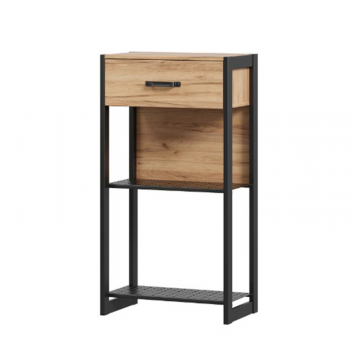 Техно Тумба с полками (Дуб Золотой/Чёрный)