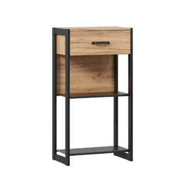 Техно Тумба с полками (Дуб Золотой/Чёрный)