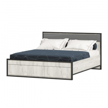 Техно Кровать двуспальная 1600 с подъемным механизмом (Дуб Крафт белый/Серый шифер)