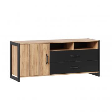 Техно Тумба под ТВ (Дуб Золотой/Чёрный)