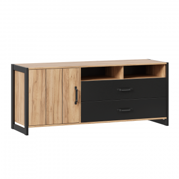 Техно Тумба под ТВ (Дуб Золотой/Чёрный)