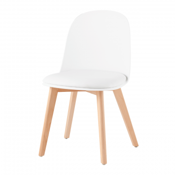Стул Fog с подушкой белый деревянные ножки