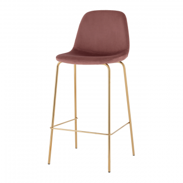 Стул барный Валенсия SN велюр пыльно-розовый золотые ножки
